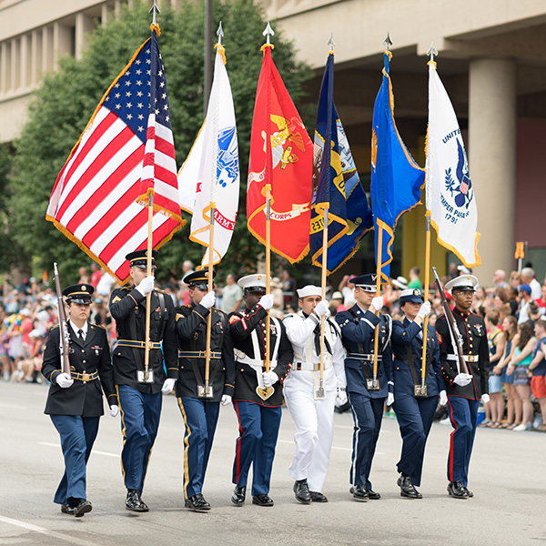 Color guard in a parade