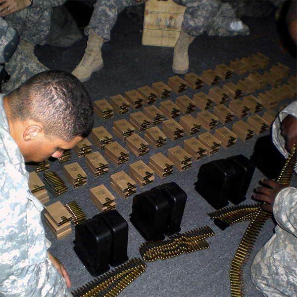 Checking ammunition to make sure everything is ready